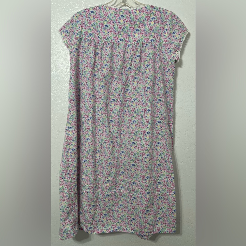 Eileen West Floral Cotton Nightgown Dress Cottagecore Prairie Lace Trim Size S - Picture 2 of 5